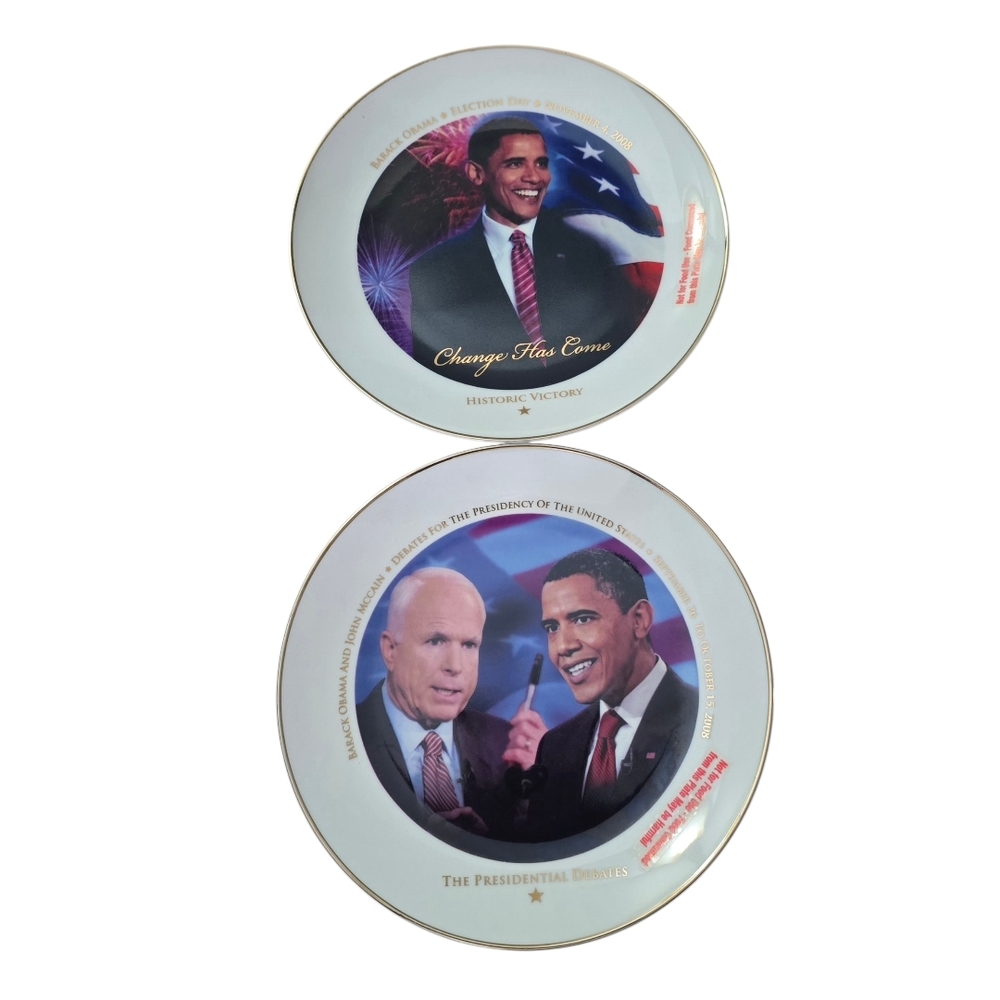 2 Porcelain First Addition Collector plates- 2008 US presidential debates.